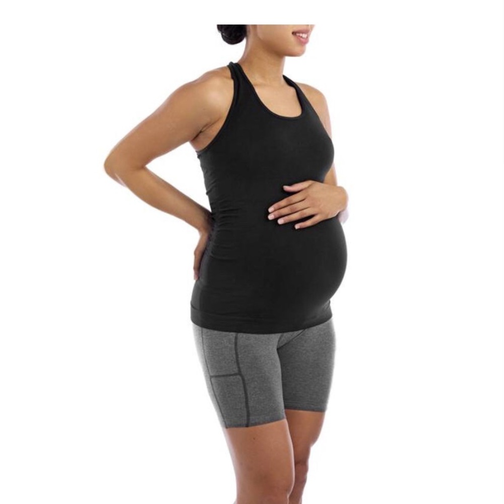 Time And Tru Women's Maternity Cross Back Tank, Black, size L